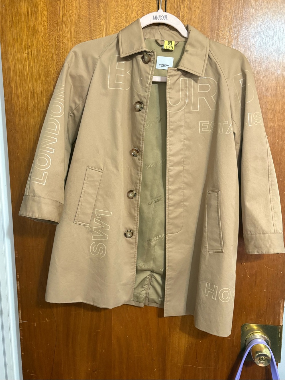 Burberry Tan Logo Detail Trench Coat